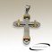 Pendentif croix chrétienne acier gris/doré SPE028