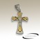 Pendentif croix christ acier gris/doré SPE044