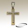 Pendentif croix chrétienne strass acier gris/doré SPE055