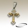 Pendentif croix chrétienne ailes acier gris/doré SPE073