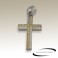Pendentif croix chrétienne strass acier gris/doré SPE075