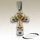 Pendentif croix chrétienne acier gris/doré SPE080