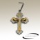 Pendentif croix chrétienne ailes acier gris/doré SPE085