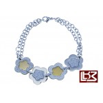 Bracelet chaîne fleurs acier gris/doré SBR127