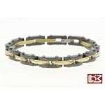 Bracelet fin maillons rectangles acier doré/noir SBR052