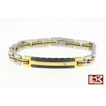 Bracelet maillons rectangles acier gris/doré/noir SBR063